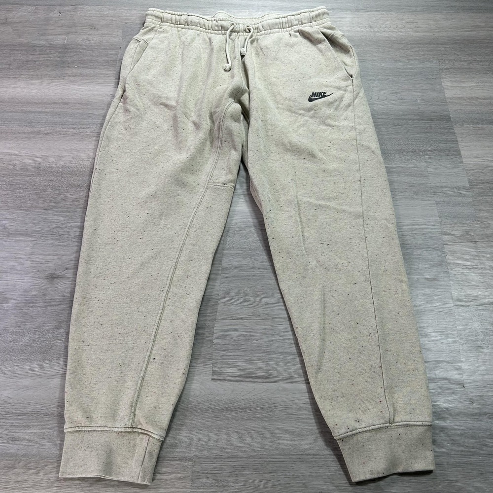 Nike Sweatpants Mens Medium Beige Speckle Fleece Jogger Athletic‎ DQ4665-250